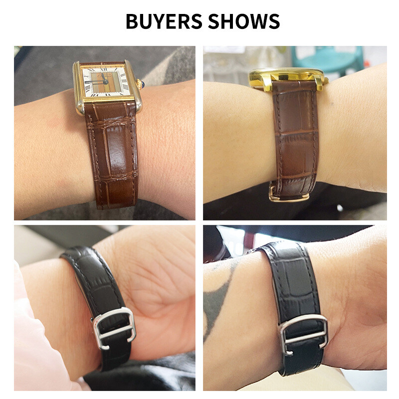 Premium Genuine Leather Watch band Strap 16/17/18/20/22/23/25mm For Cartier Tank