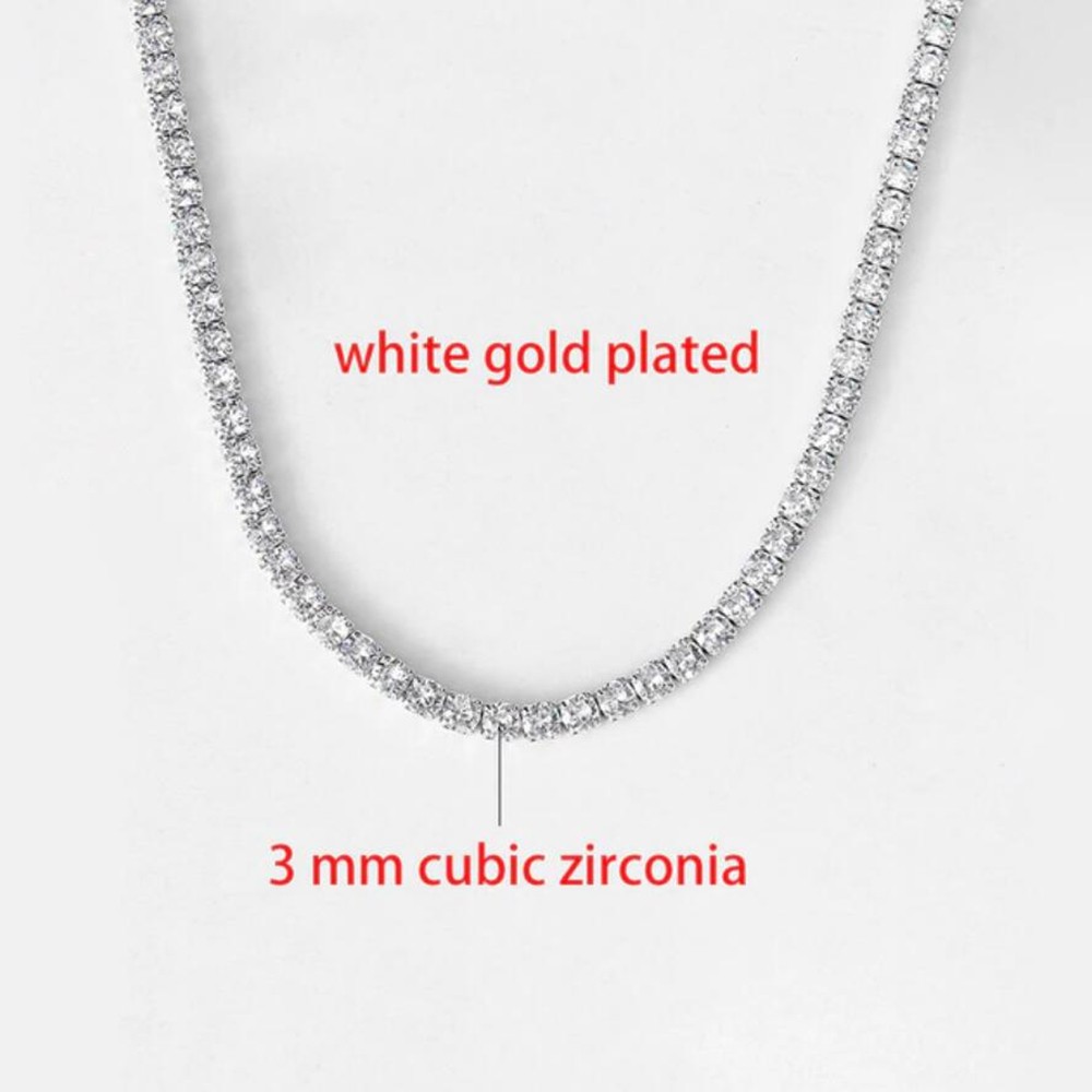 14K Gold Plated Cubic Zirconia Dainty Choker Chain Tennis Necklaces for Women
