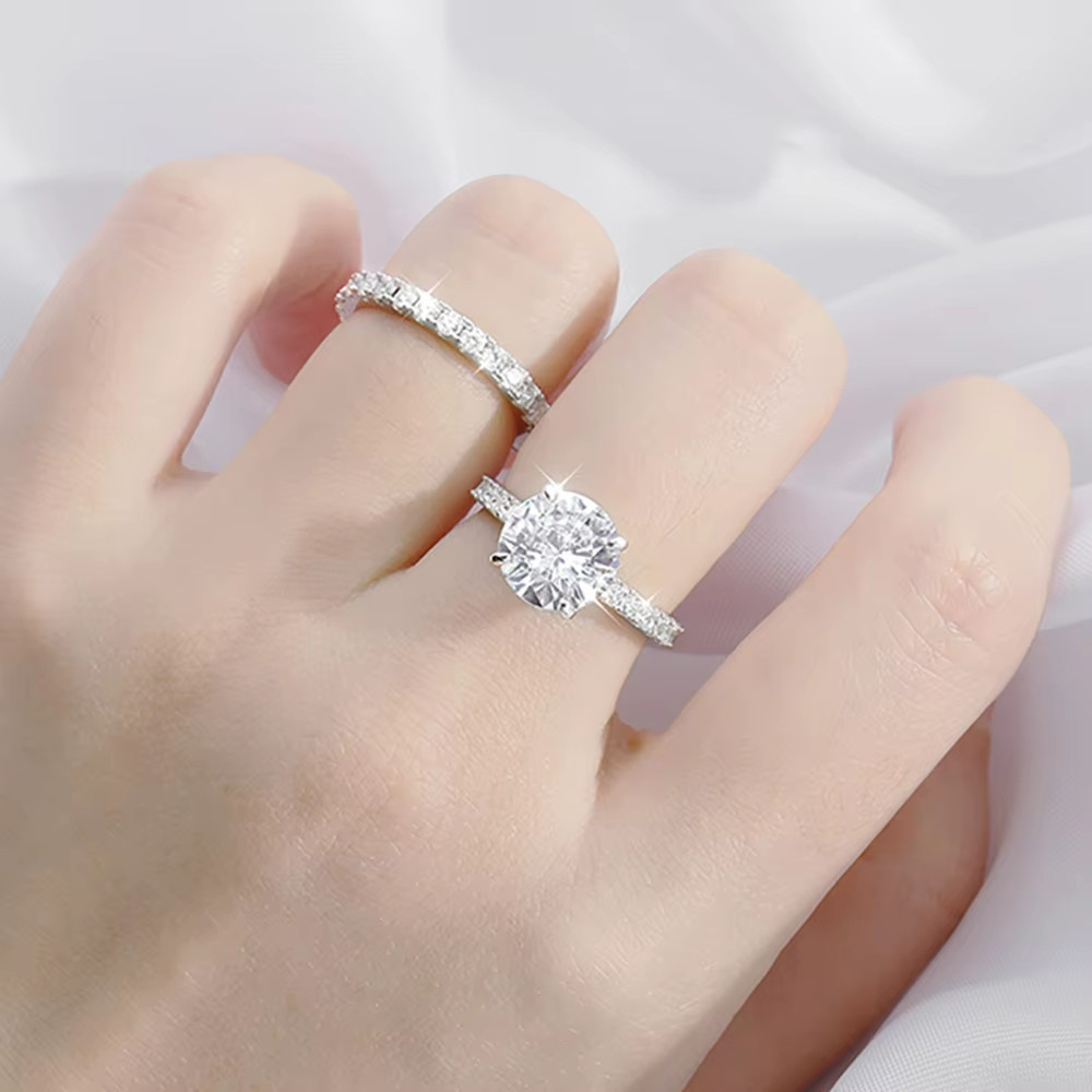 5Ct Dazzling Moissanite D/VVS1 Wedding Bridal Ring set 925 Silver Size 4-10 WG