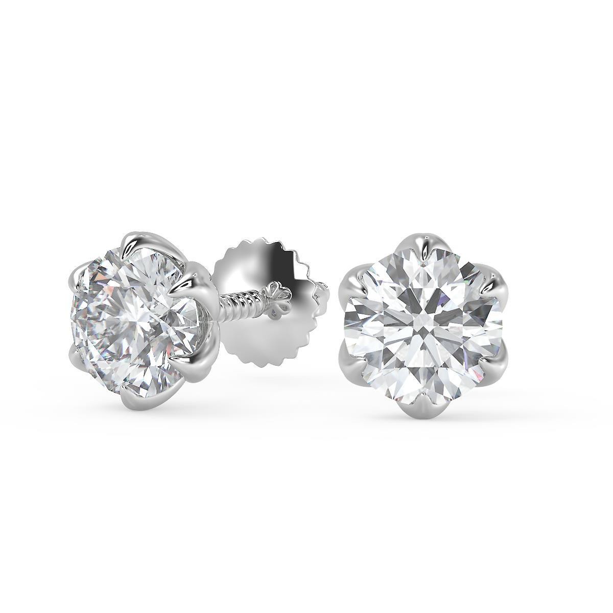 4.32 Ct Round Cut 6 Prong Stud Diamond Earrings VS2 F Screw Back 14k
