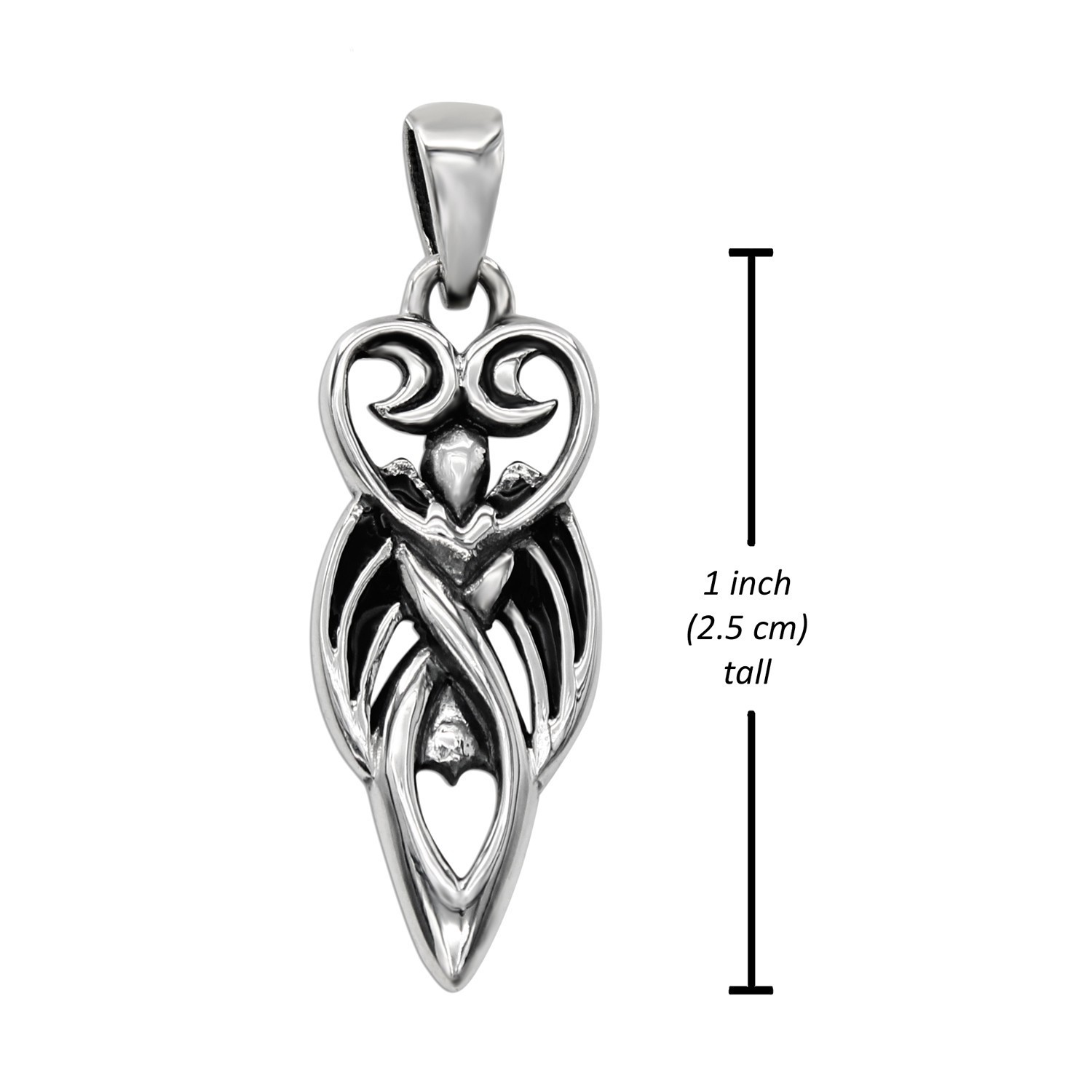 Sterling Silver Winged Lunar Goddess Pendant Wiccan Wicca Pagan Jewelry