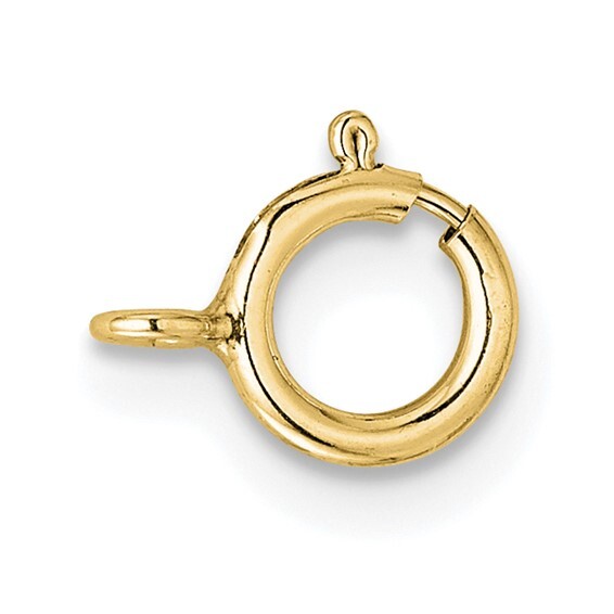 Italian Solid 14K Yellow Gold 6.0mm Spring Ring w/ Open Ring Clasp