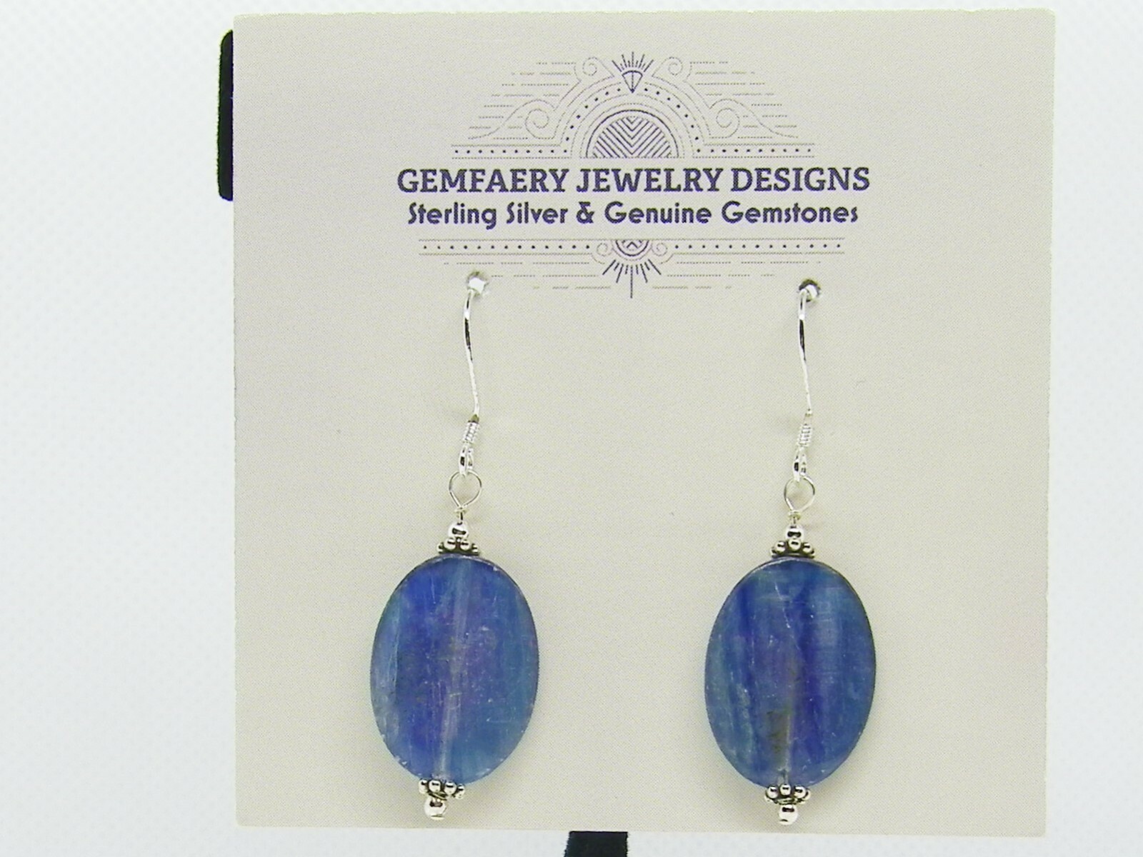 Sterling Silver Natural KYANITE Gemstone Dangle Earrings #2279…Handmade USA