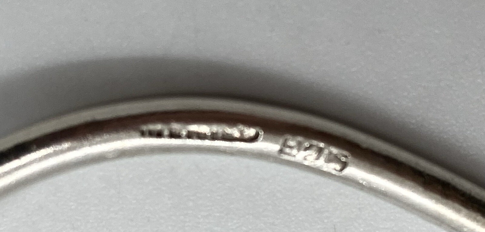 STERLING SILVER Bracelet Latch Bangle Initials PCM 17.1g FITS TO 6-1/2” Wrists