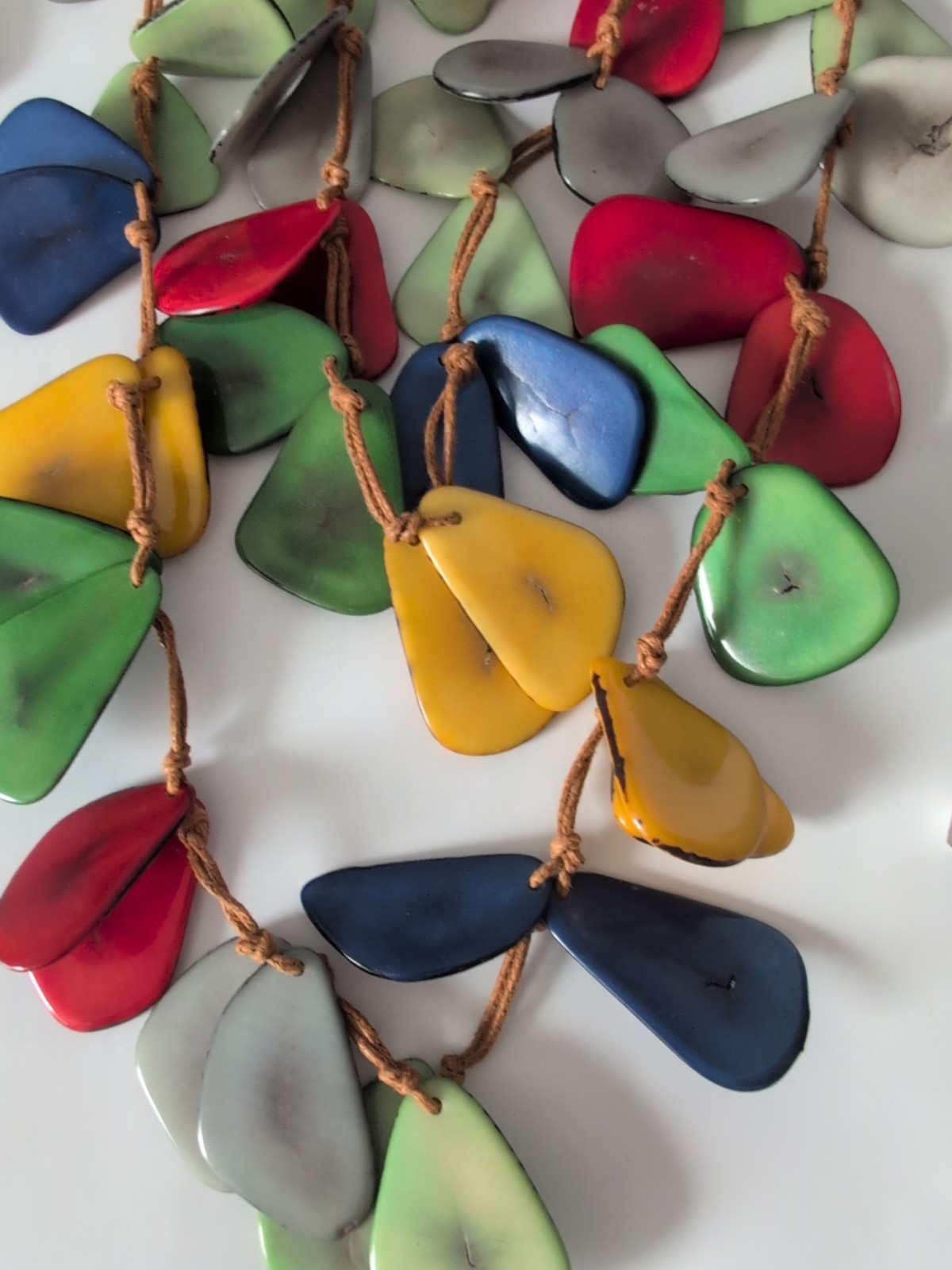 Tagua Soraya Cedeno Multicolor Handmade Double Strand Adj Necklace Earrings Set