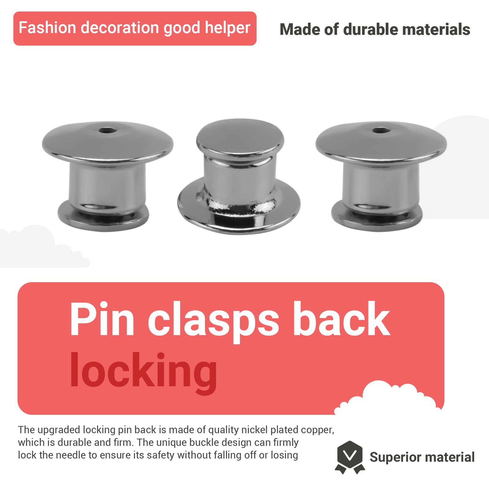100PCS Locking Pin Back Locking Pin Retainer Buckle, for Locking the Back7841