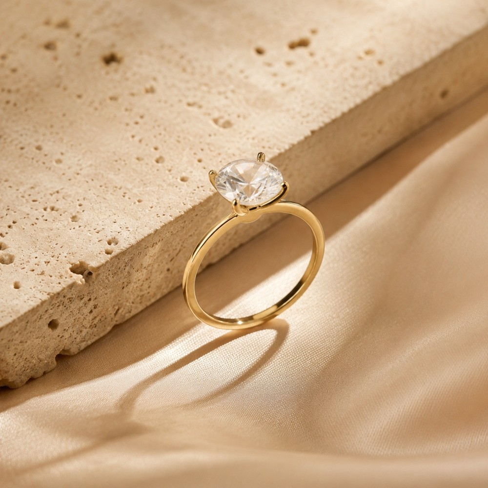 Minimalist Ring IGI Certified 10K Solid Gold 1CT Lab Grown Diamond Ring for Her