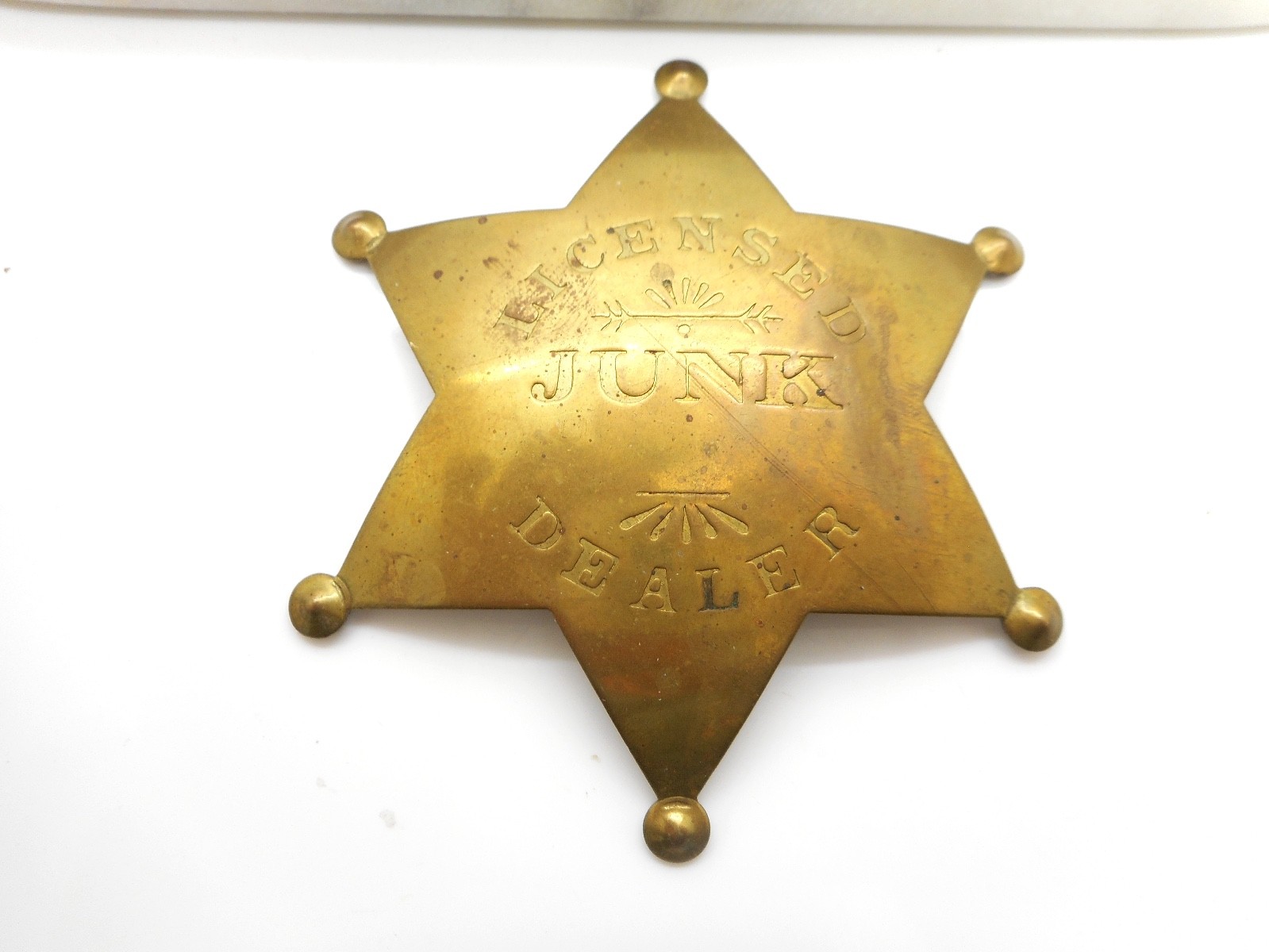 Licensed Junk Dealer Large Brooch 1970’s Brass