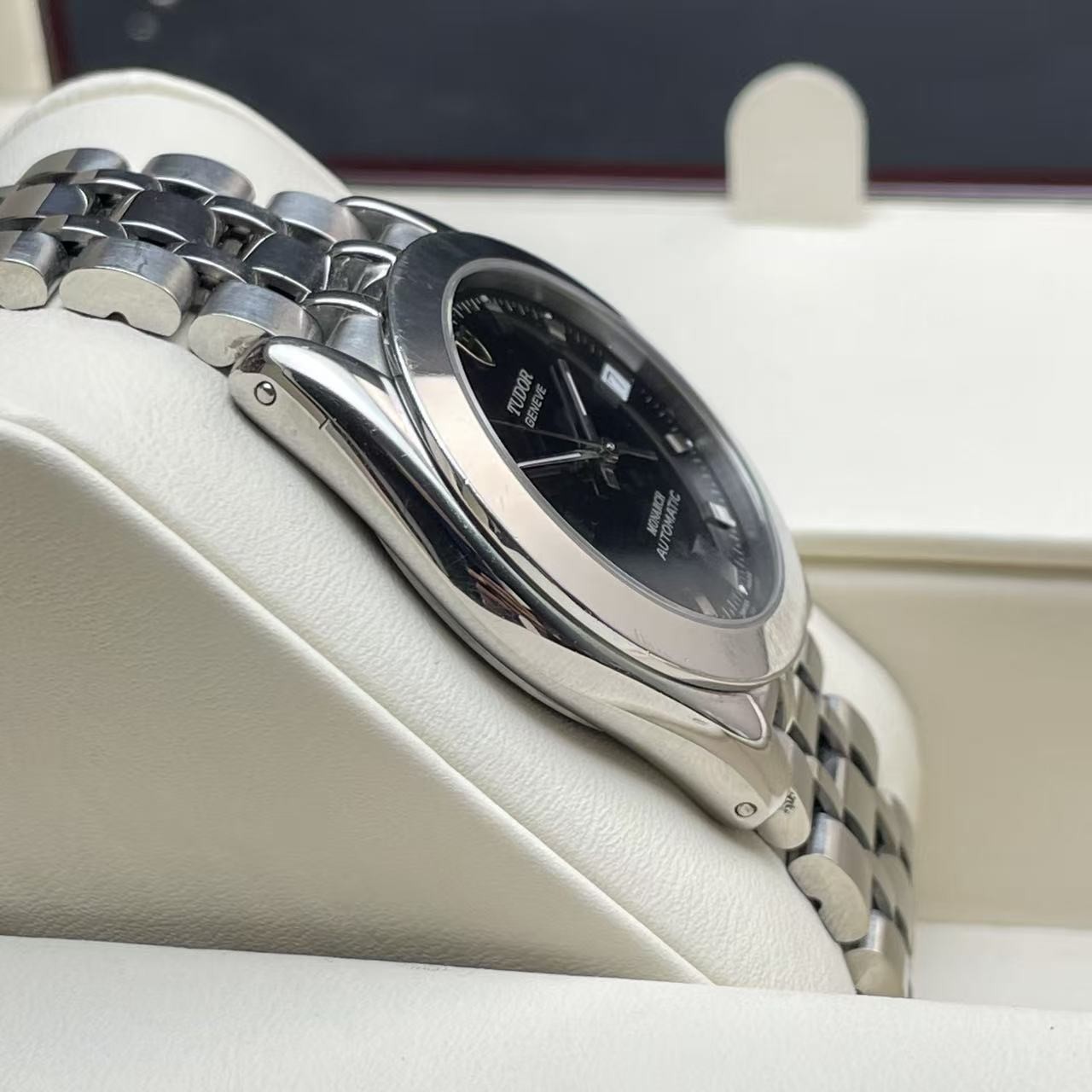 Tudor Black Dial Monarch 38700 Men’s Watch Automatic 33mm Date Silver pointer