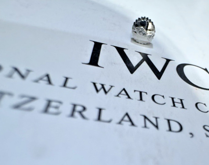 IWC MODEL WATCH CROWN FISH LOGO NEW OS OEM 3.45MM S/STEEL SWISS MADE