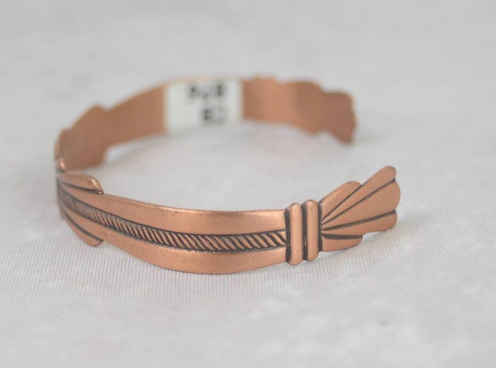 Southwestern Signed Copper Cuff Bracelet Vintage WM Wheeler Manufacturing