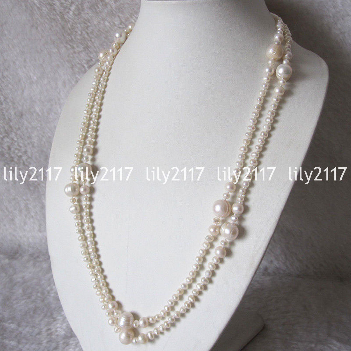 Natural 6-12mm Akoya Gray White Black Freshwater Culture Pearl Necklace 28-100”