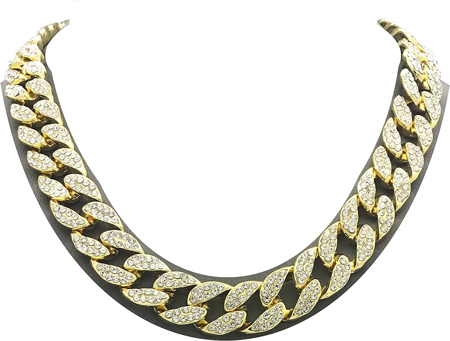 14MM Gold Plated Iced CZ Out Miami Cuban Link Bracelet Or Chain for Men Women