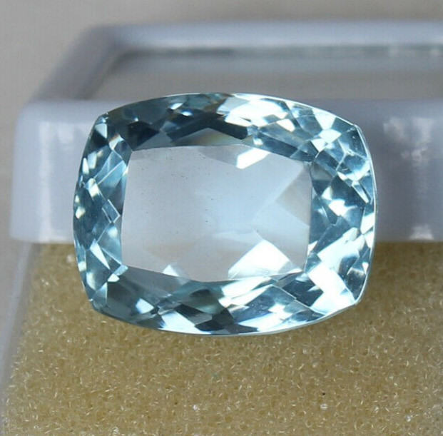 Blue Aquamarine Cushion Faceted Cut 26.75 CT Loose Gemstone @Best Offer Price