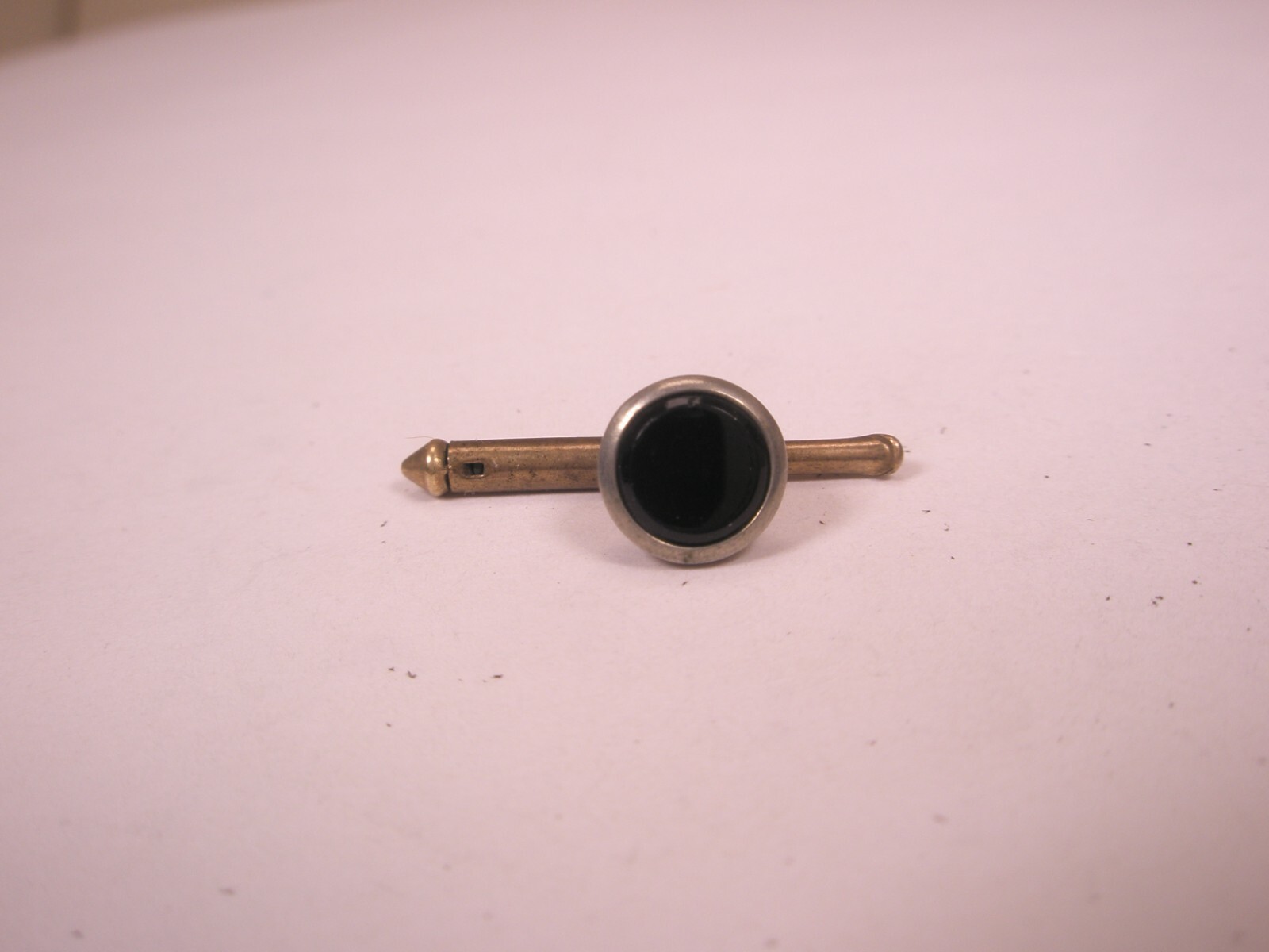 SINGLE(1) 5/16″ Black Round RGP Gold Plate Vintage Larter Formal Shirt Stud f102