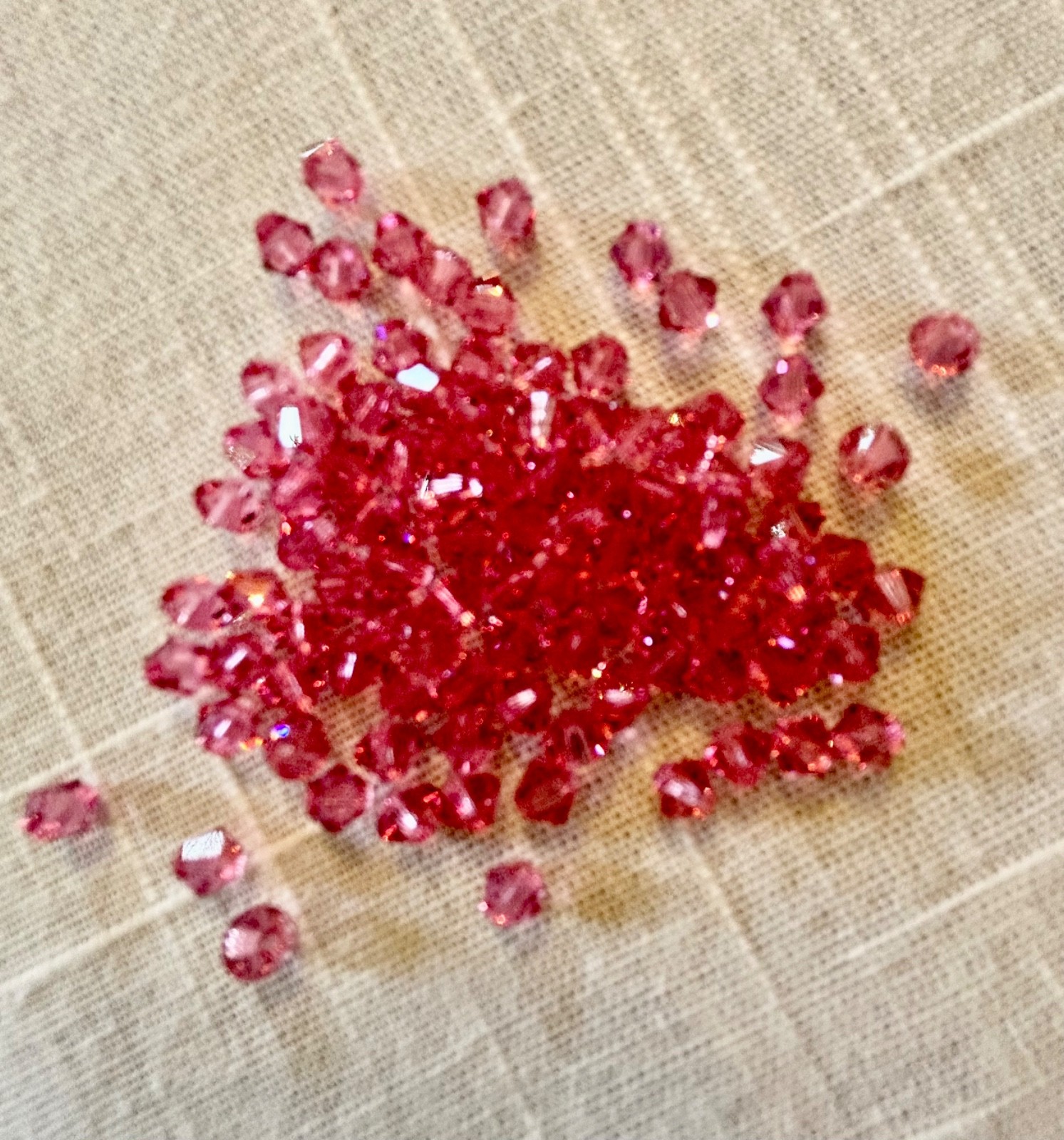 100 pc. SWAROVSKI CRYSTAL ROSE 4mm Loose Beads 5328 Bicone Pink, Oct. Birthstone