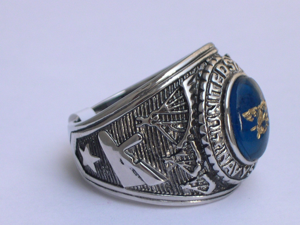 12x10mm US Military Navy Seals Rhodium Plated Solitaire Stone Men Ring Size 7-15