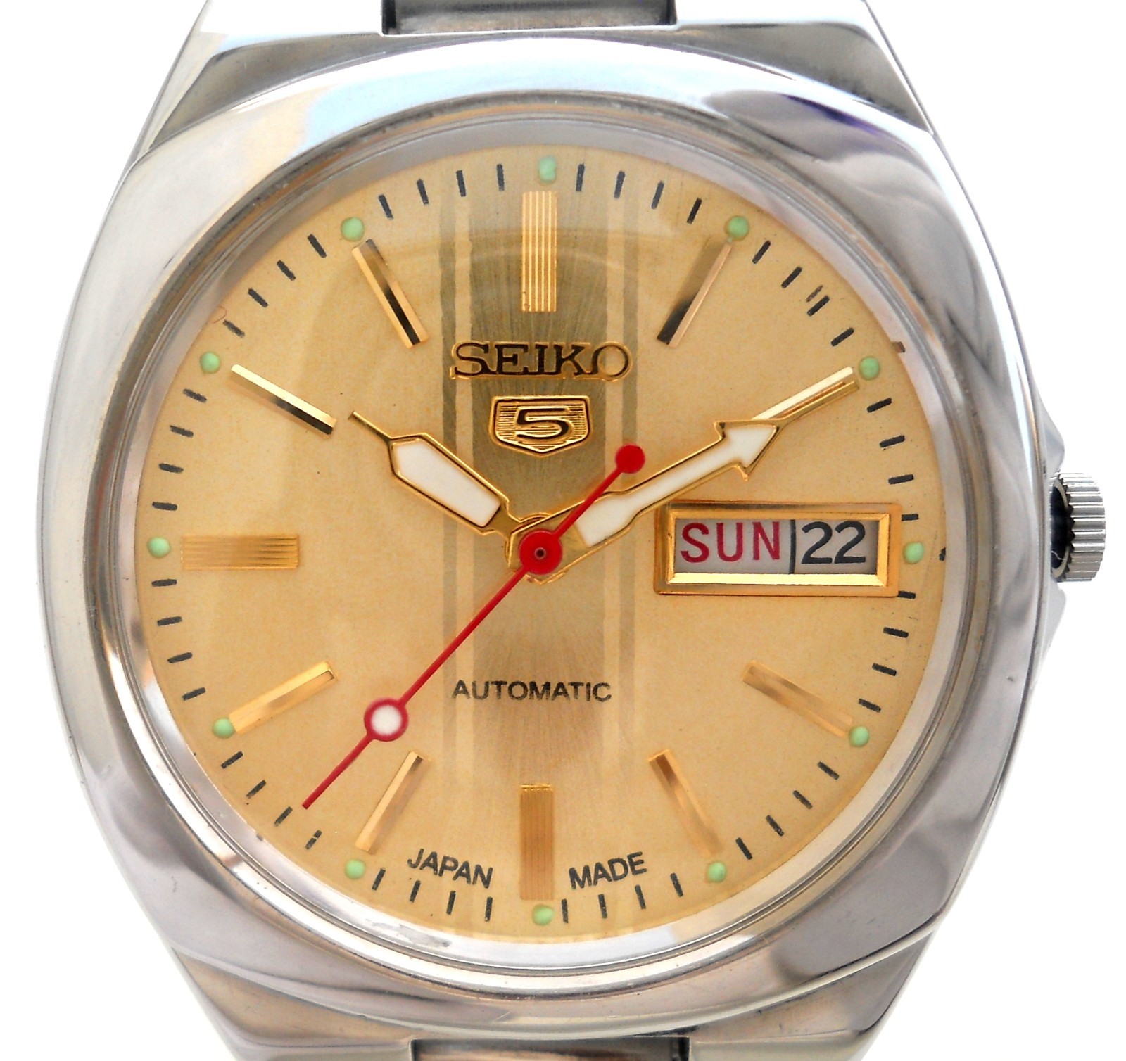 Vintage Seiko 5 Automatic 6119 Japan Men Watch – Aftermarket Gold Sunburst Dial