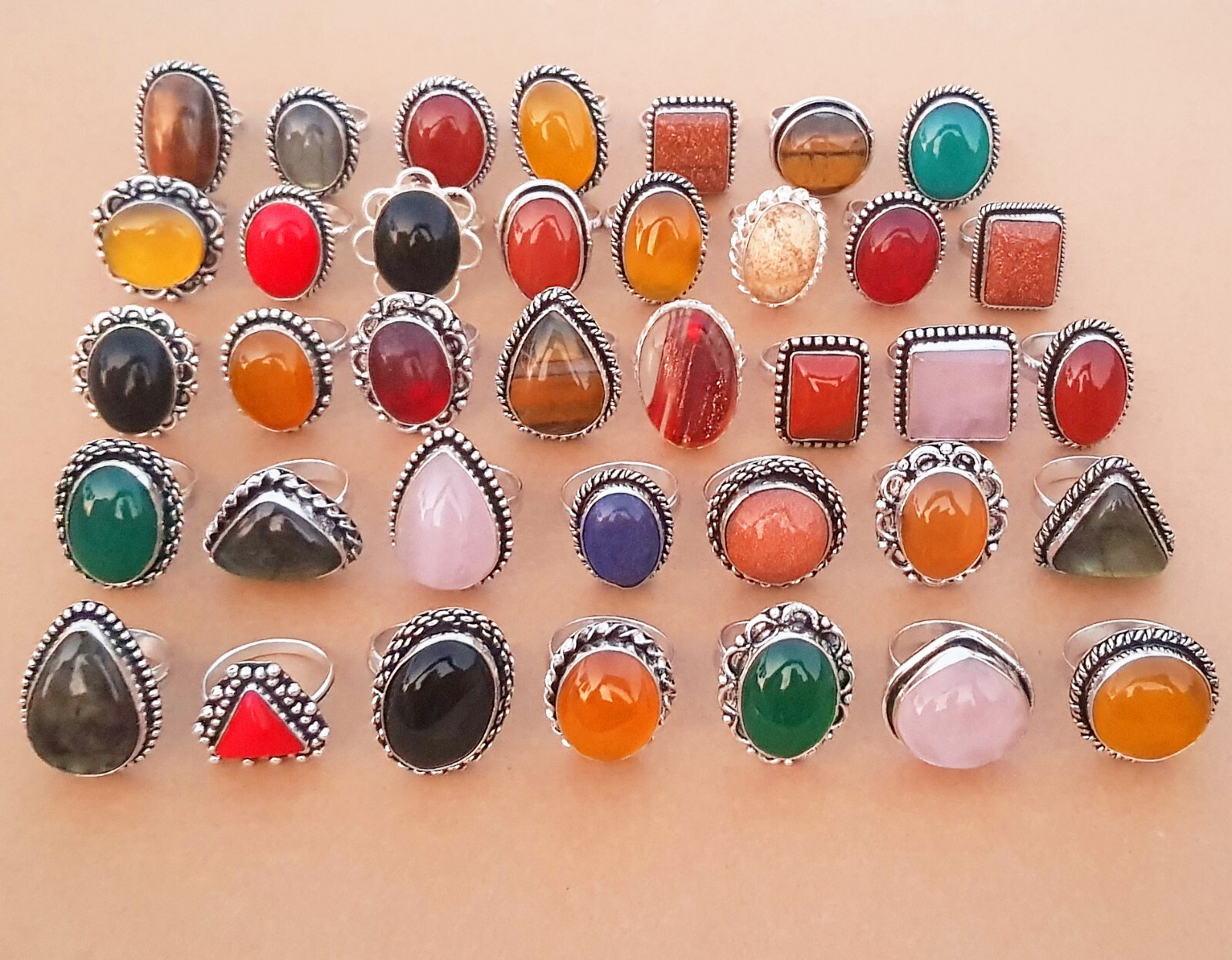 Assorted Gemstone Silver Plated Handmade Ring For Women