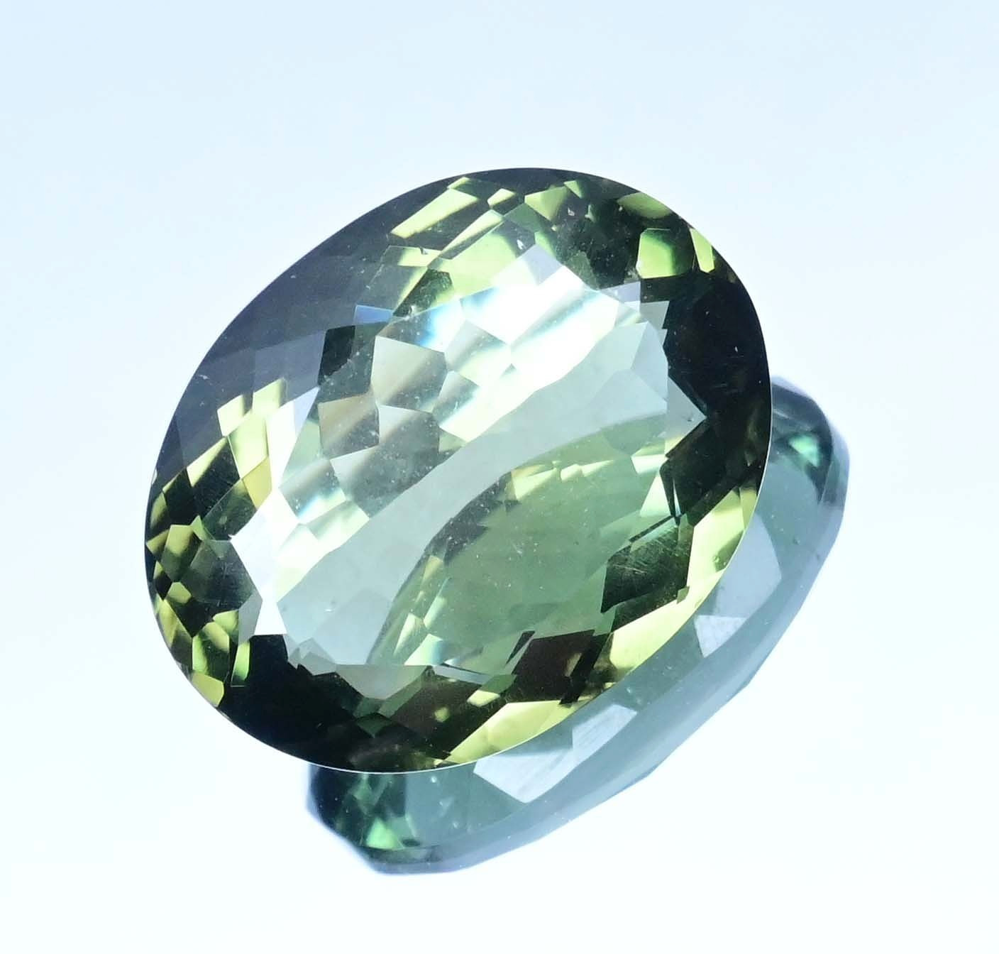 28.75 Ct Natural Greenish Moldavite Oval Certified Flawless Loose Gemstone