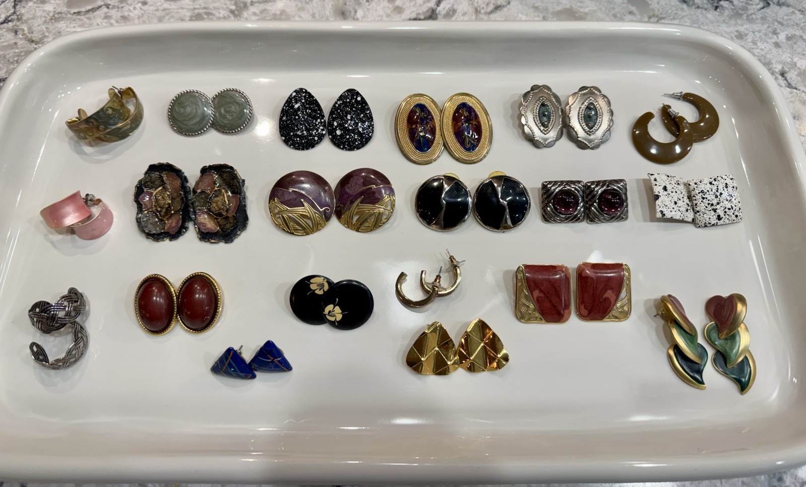 Vintage Earrings Mixed Lot Assorted Styles Multicolor 20 Metal Plastic Enamel
