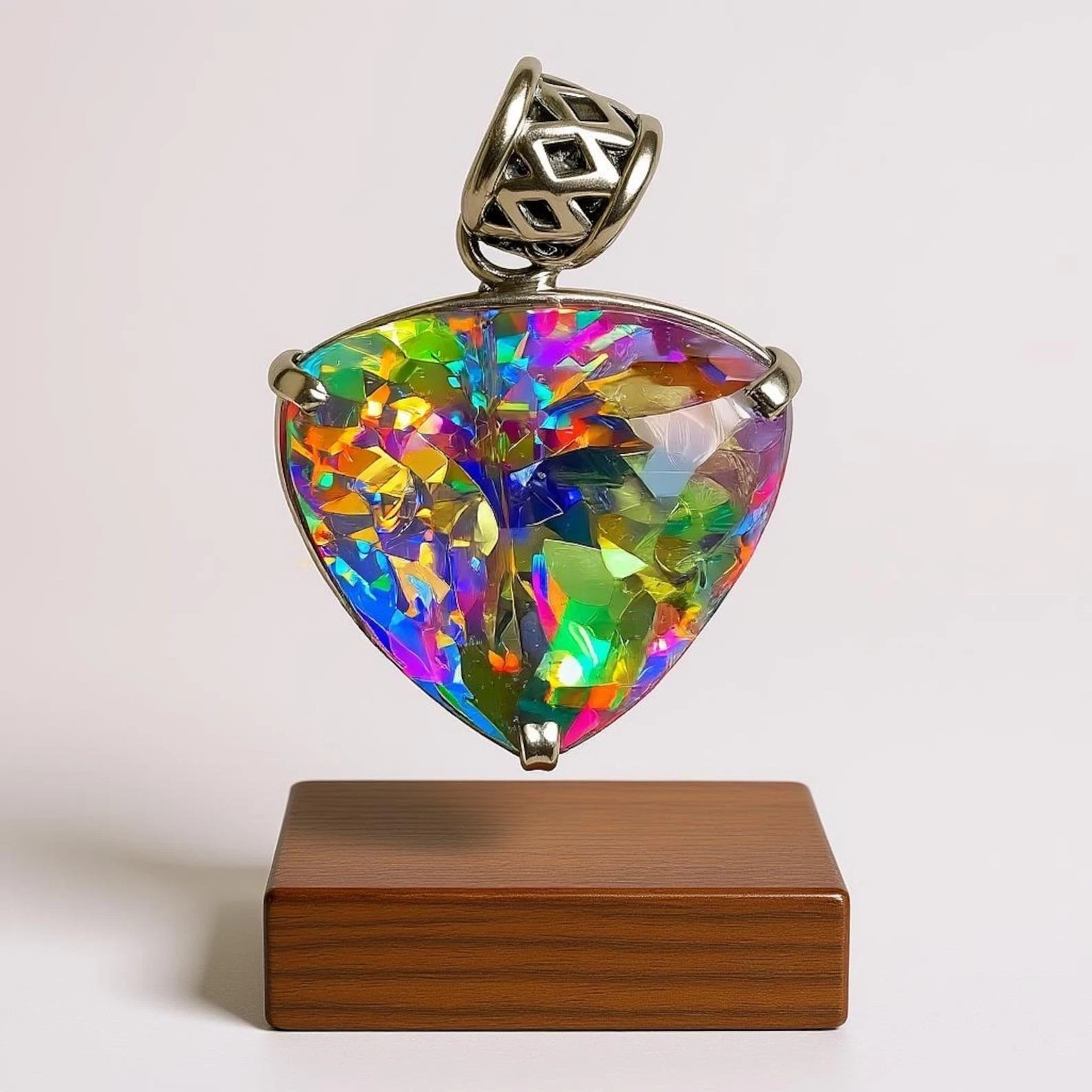 Natural 90 Ct Mystic Topaz Trillion Cut 925 Solid Silver Pendant Gemstone