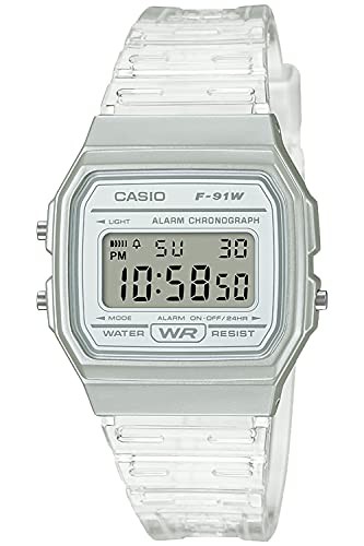 CASIO F-91WS-7JH Digital Watch Clear White Retro Alarm Quartz Japan New