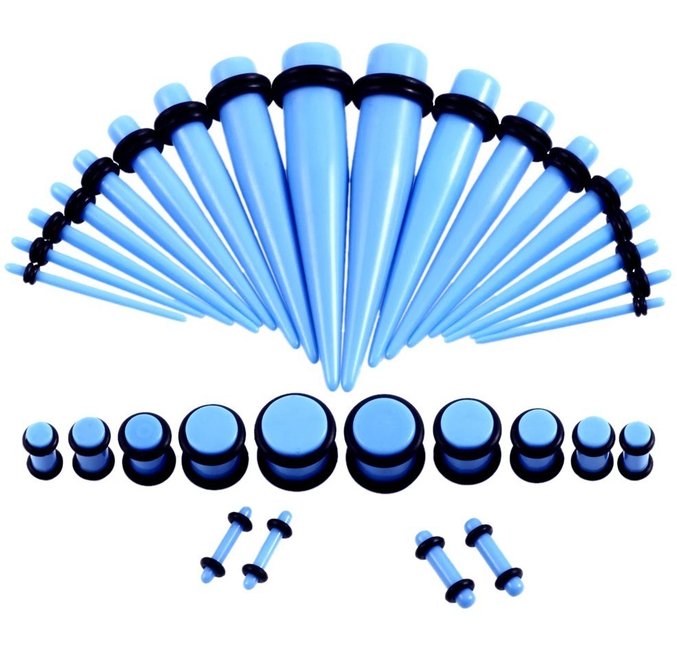 36 pcs Ear Stretching Kit 14G-00G Taper Ear Gauges Plugs Tunnels Expander Set
