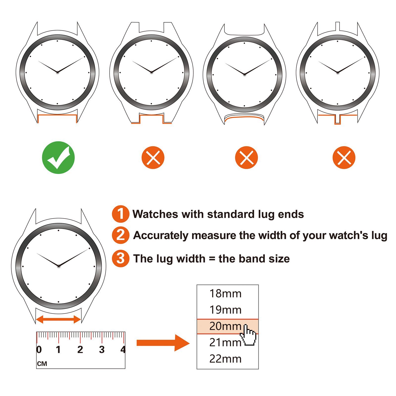 ANNEFIT Genuine Leather Watch Band 18mm 19mm 20mm 21mm 22mm Quick Release