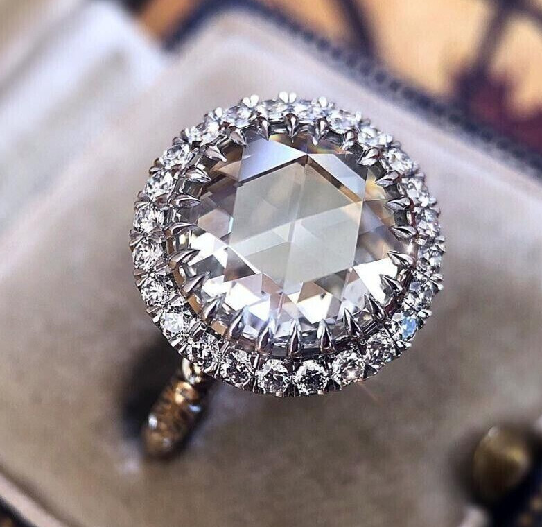 Silver Plated Authentic Proposal Ring 2CT CZ Vintage Style Christmas Gifts Ring