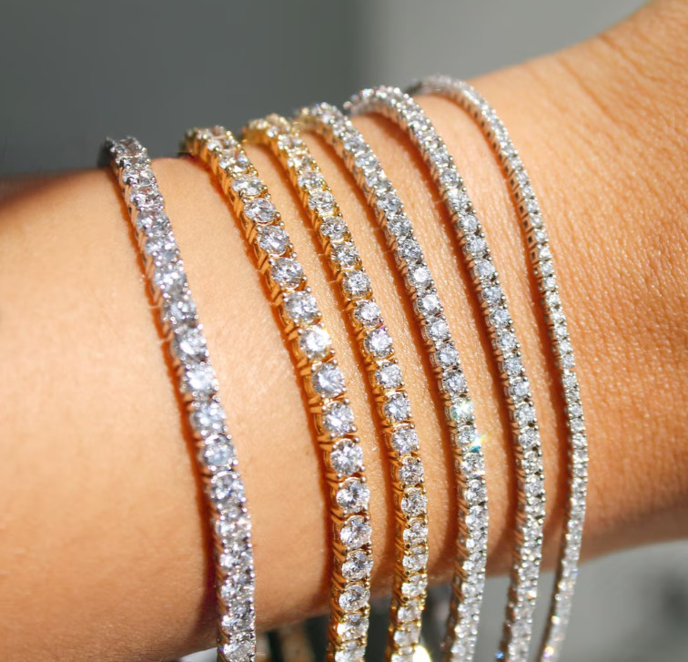 2-10 Ct VS Round Lab Grown Diamond Tennis Bracelet 7″ 14k Solid Gold (D-E Color)