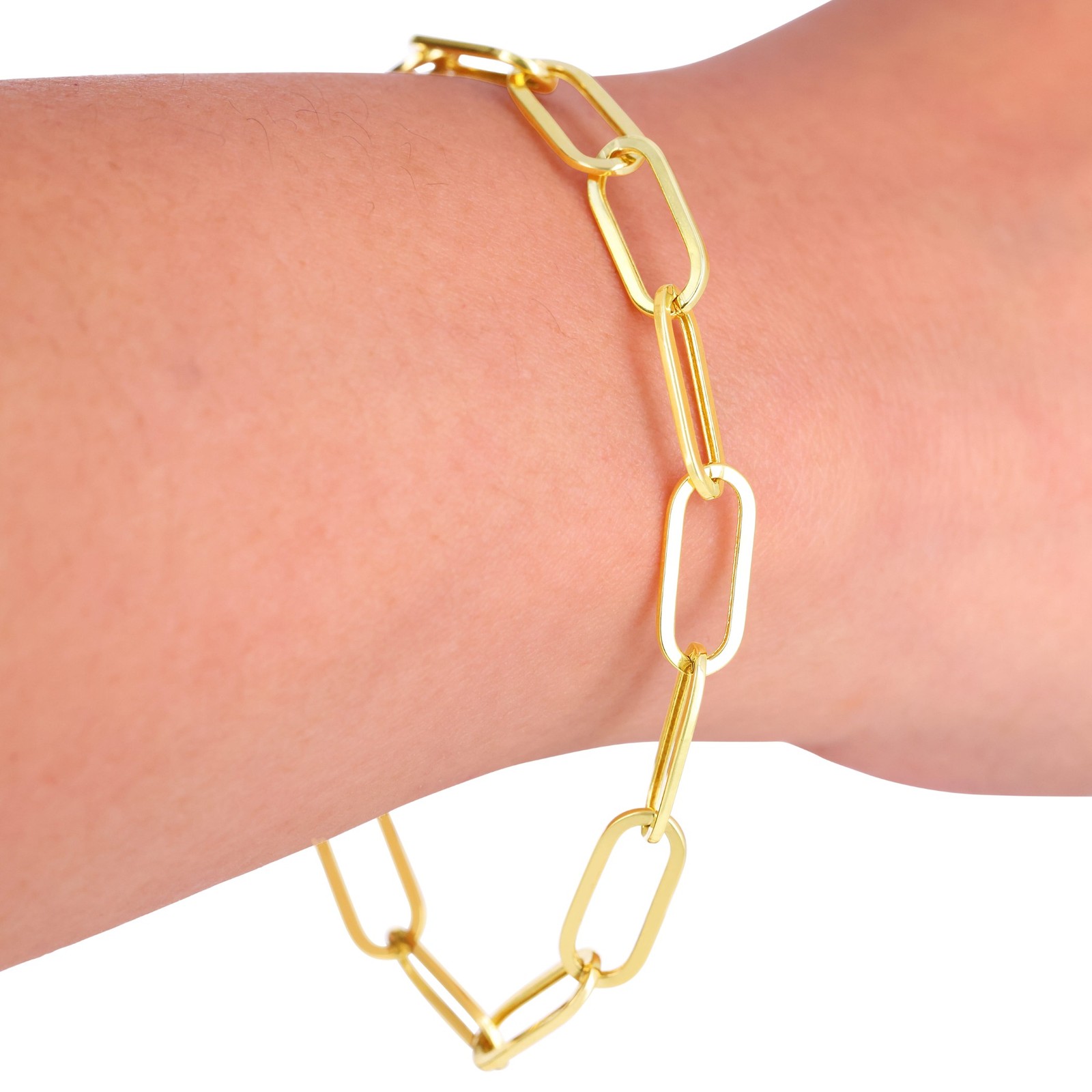 10k Yellow Gold Paperclip 2mm-7mm Chain Cable Rolo Bracelet Mens Womens 7″ – 8″