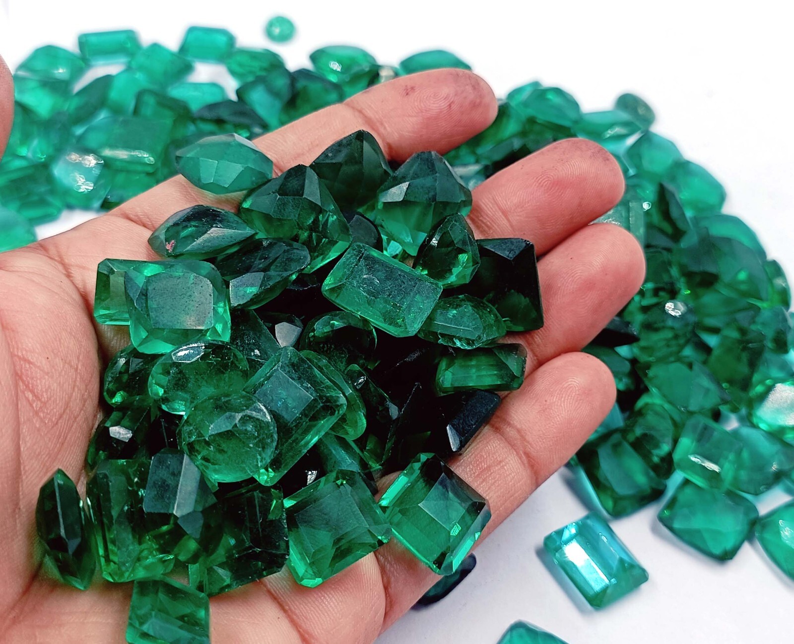 100Ct Natural Green Emerald Mixed Shape Certified Loose Gemstone Lot ” 5DOA