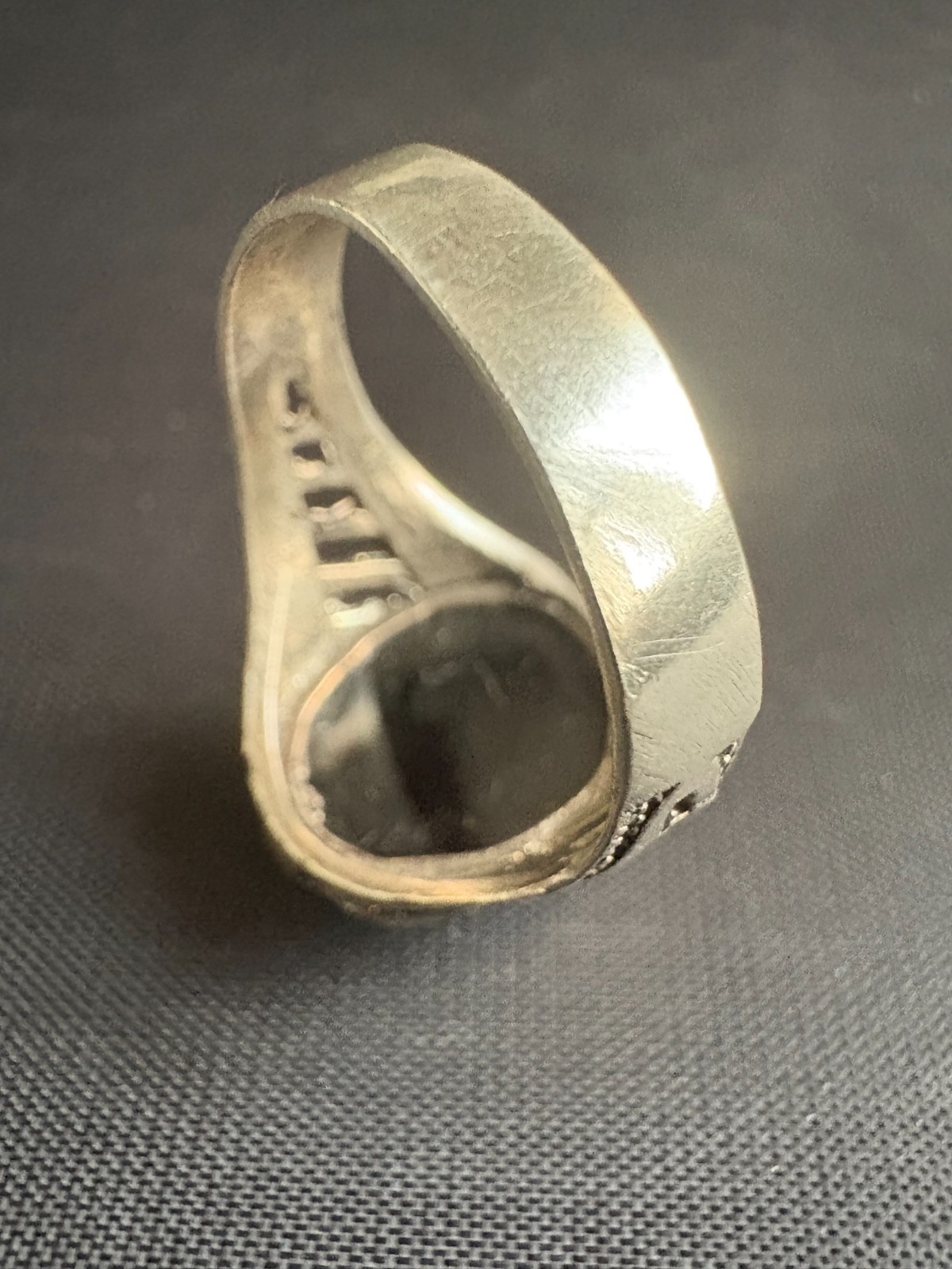 Vintage Silver Ring Faceted Black Onyx Ring Handcrafted Ring 10.75 US