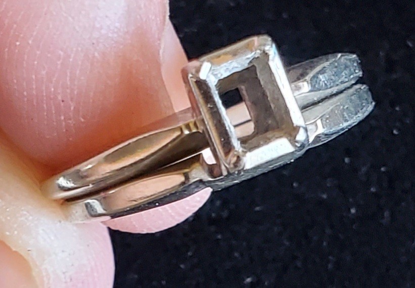 Vintage 18K White Gold Ring Lot Bands Empty Settings 4.27g Emerald Cut Signed AJ