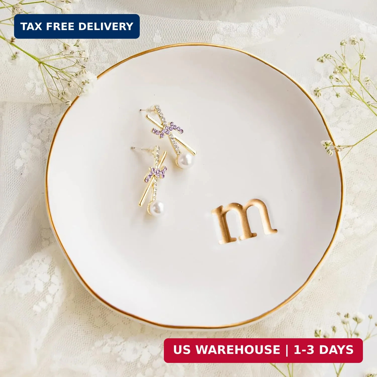 COLLECTIVE HOME Ceramic Jewelry Tray, Trinket Dish, Gifts for Women (M) | Mother