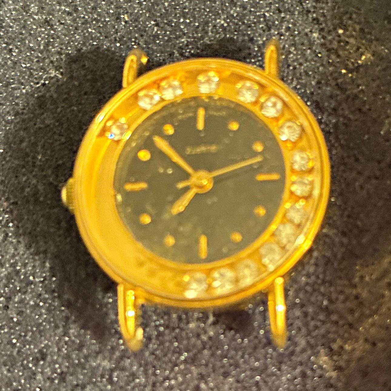 Women’s Dress Analog Wristwatch Head Gold Tone Round Case Fixed Bezel Black