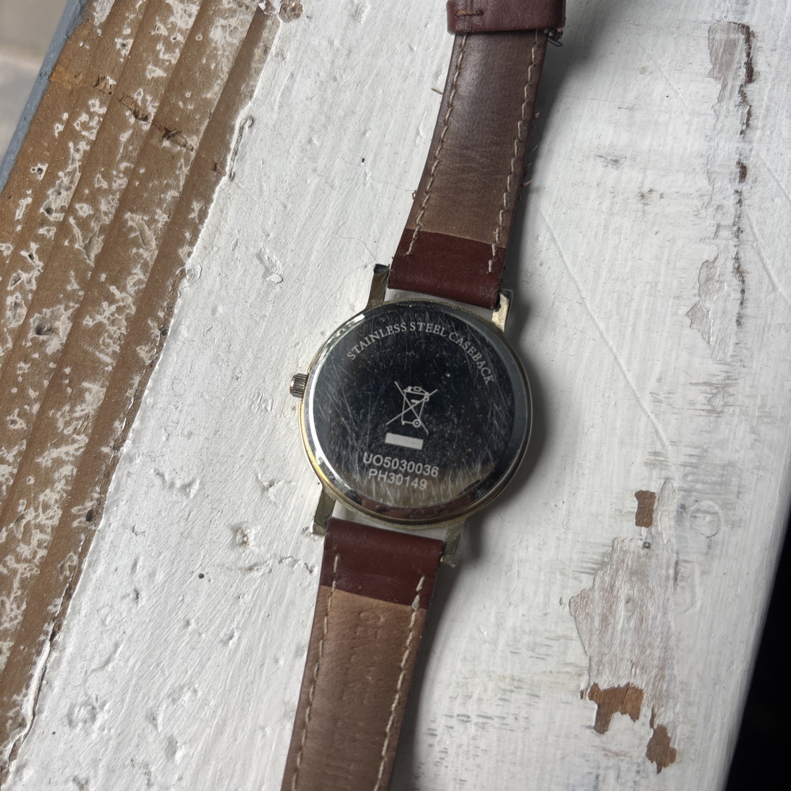 Womens Watch with World Map Face and Brown leather Strap