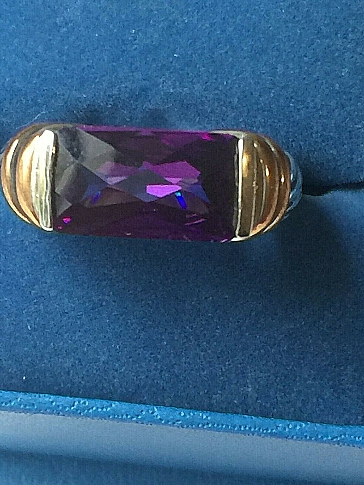 Size 6 1/2 Women VINTAGE AMETHYST RING 925 STERLING SILVER & ROSE GOLD New