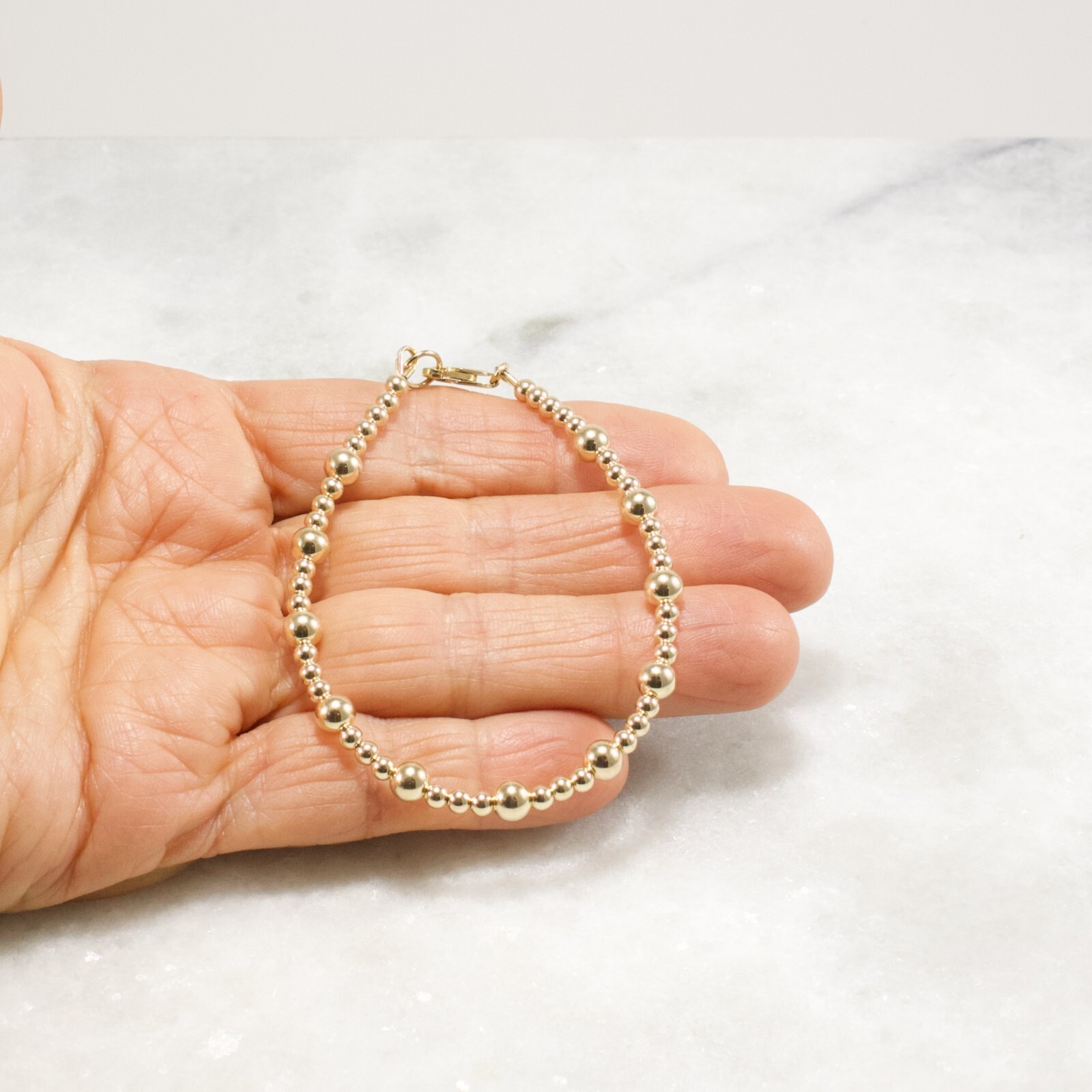 Gold Beaded Bracelet 14k Gold Filled 3mm 5mm