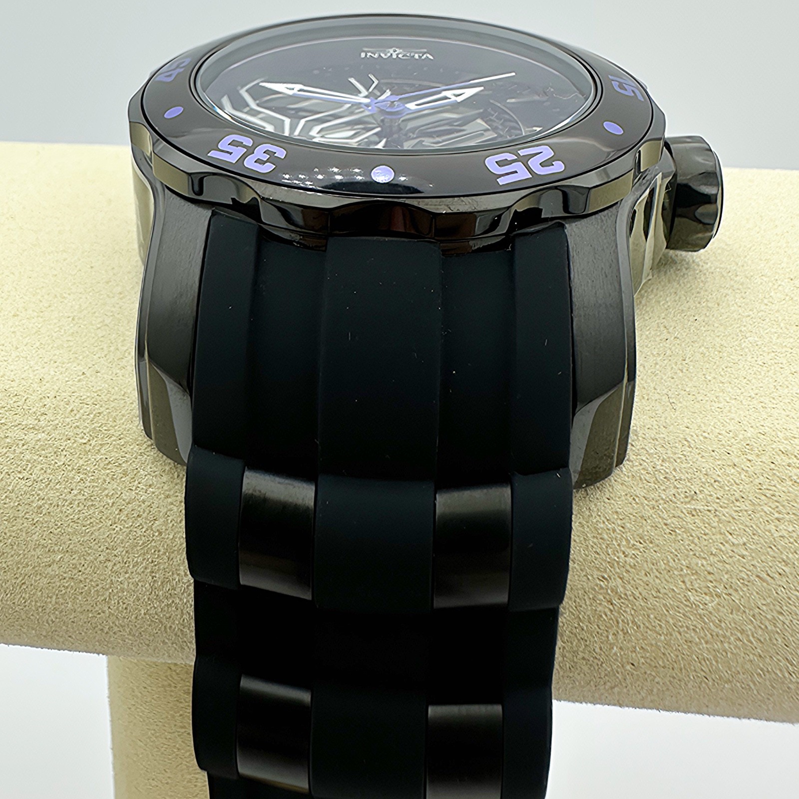 Invicta Marvel BLACK PANTHER Limitd Edition 48mm Black Dial Poly Strap Watch NEW