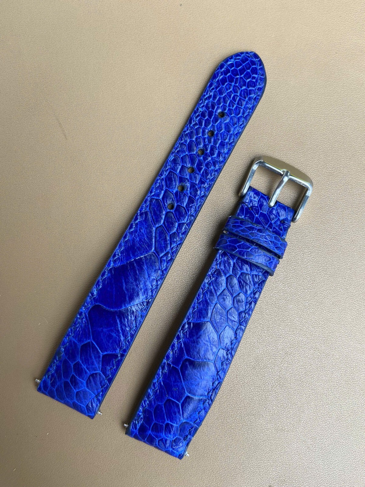 Blue Ostrich Leather Watch Strap Band, Size 18mm 19mm 20mm 21mm 22mm 24mm 26mm