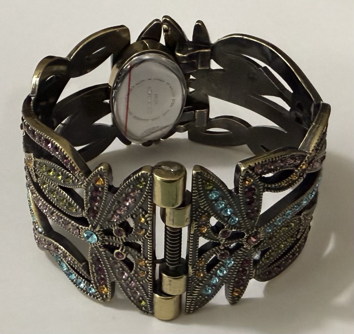 Heidi Daus Dancing Dragonfly Crystal Bangle Bracelet Watch Unused Untested w/Box