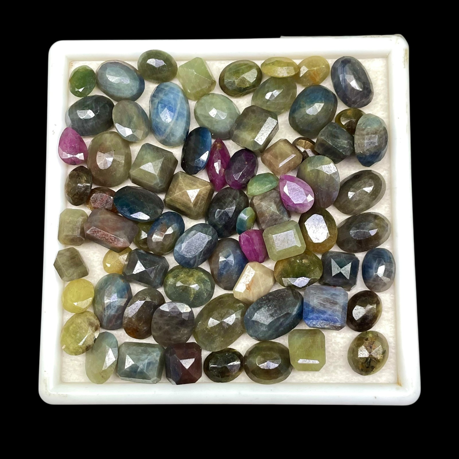 Natural Unheated Multi Color Sapphire Lot 100 Cts Faceted Gemstones 9-15mm 12 Pc