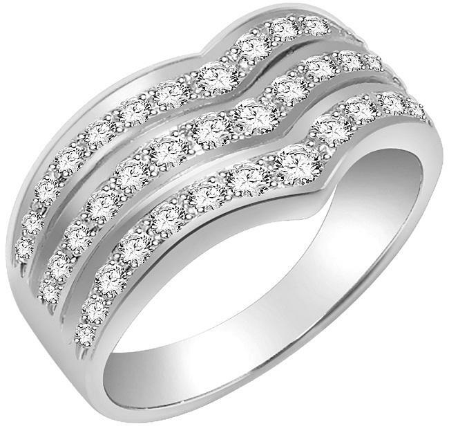 Right Hand Engagement Ring SI1 G 1.01 Carat Round Cut Diamond 14K White Gold