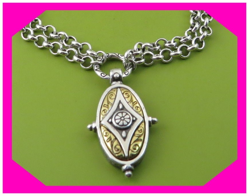 BRIGHTON LOVING CHARM Gold Silver Double ChainReversible NECKLACE NWtag 50%