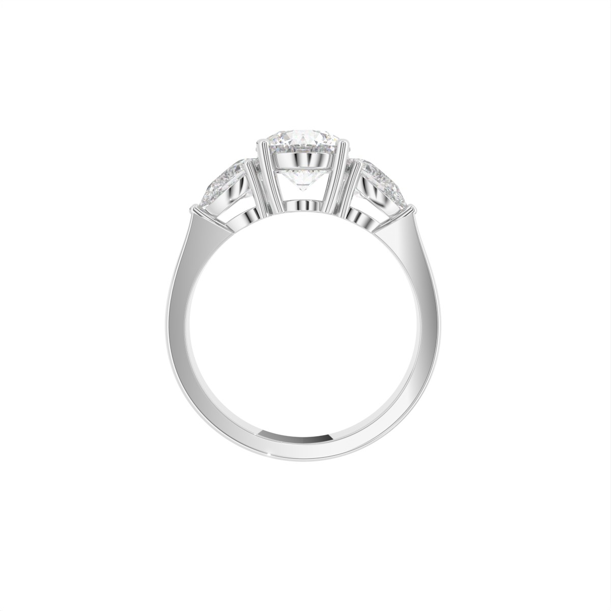 1.7ct E/EF Round/Pear Lab Grown Diamond Engagement Ring 18K White Gold Certified