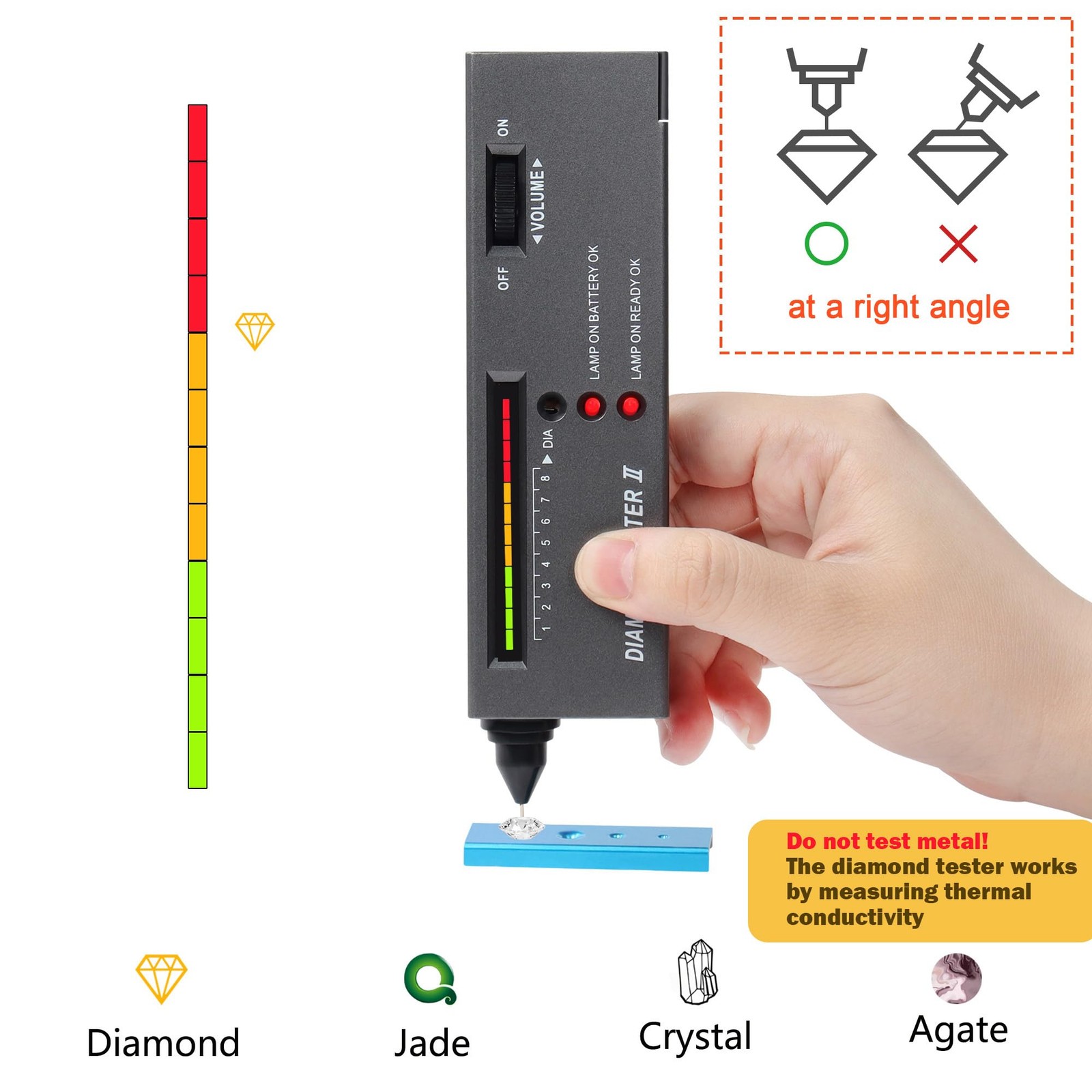Diamond Tester, Professional Diamond Gem Tester Pen with 10x Magnifier and Tw…