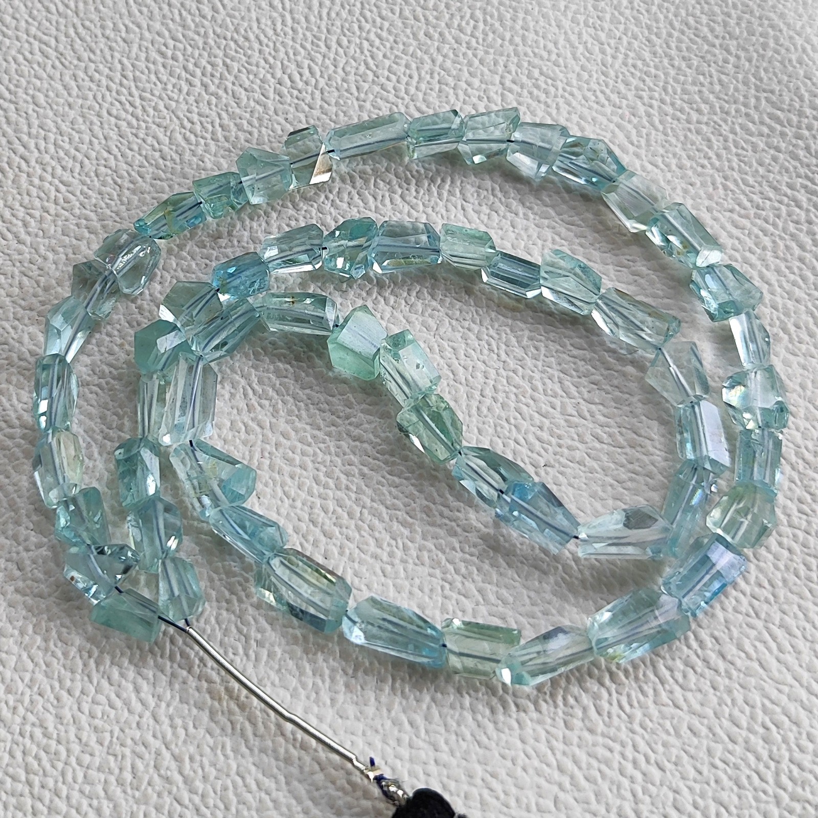 Natural Blue Aquamarine Faceted Nugget Beads 7-9mm 16″ Strand Brazil Jewelry DIY