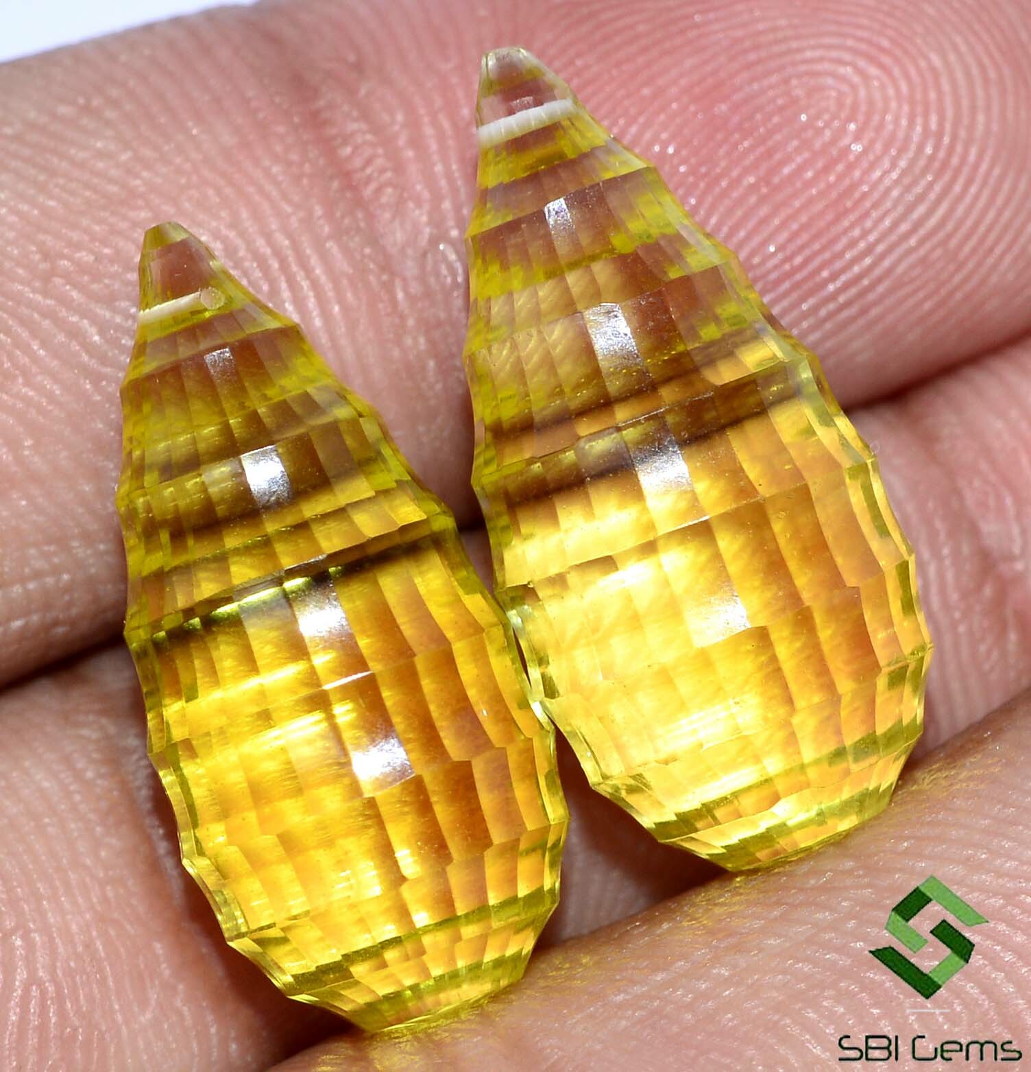 24×12 mm Natural Lemon Quartz Cut Fancy Tear Drops Pair 37.31 Cts Loose Gems